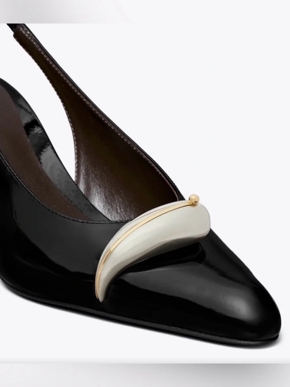 Tory Burch Pierced Black Patent Leather Slingback Heels - Size 8.5